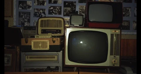Old style mini television Video stock 127638432