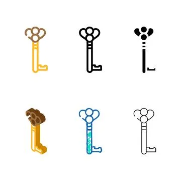 Old style minimal key color icon vector Stock Illustration