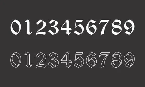 Old style numbers set Illustrazione stock