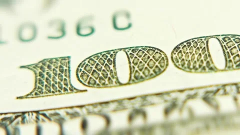 Old-style One hundred US dollars, details of a 100 dollars banknote, selective Stock Footage 280667206