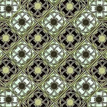  Old Style Ornament Pattern Old style ornament pattern collage in pale gre... Stock Photos