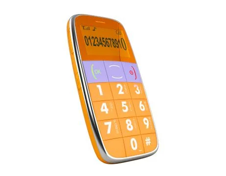 Old style phone 3d render on on white no shadow Stock Illustration