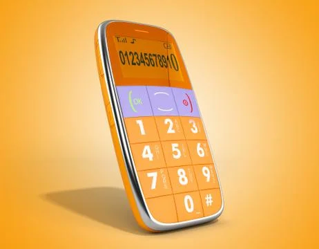 Old style phone 3d render on on color gradient Illustrazione stock
