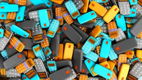 Old style phone background 3d render from top Stock Illustration