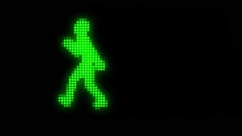 Old style Pixelated computer gaming character walking . 3d animation rendering Stock Footage 136124247