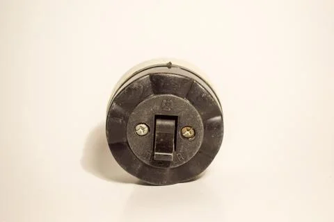 Old Style Power Switch on White Background Fotos Stock