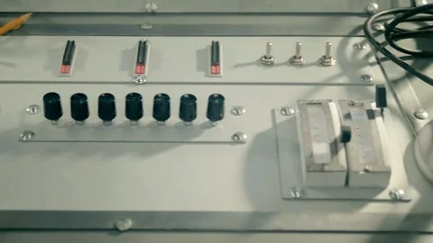 An old-style television studio center console with microphones, knobs, buttons Stock Footage 323966277