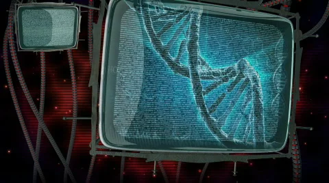 Old style tube TV showing multiple media screens Stock Footage