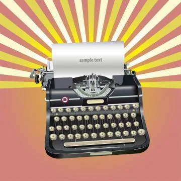 Old style vector typewriter poster Stock Illustration
