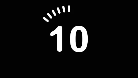 Old style video countdown counter with rounded corners for 10 to 1 on a black Stock Footage 131891606