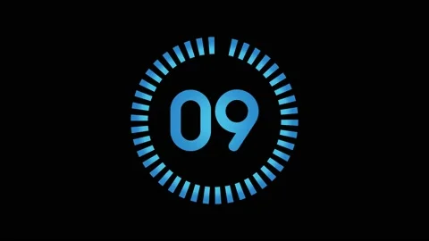 Old Style Video Countdown Timer,10 to 1 Blue Digits and Counter Black Background Video stock 180107328