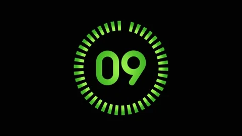 Old Style Video Countdown Timer,10 to1 Green Digits and Counter Black Background Video stock 180107934