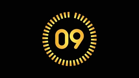 Old Style Video Countdown Timer,10-1 Yellow Digits and Counter Black Background Video stock 180107940