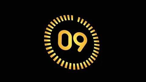 Old Style Video Countdown Timer,10-1 Yellow Digits and Counter Black Background Video stock 180107948