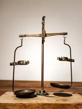 An old style weighing machine in a lab Stock Photos