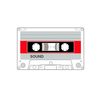 An old styled cassette, side A , side B red white Stock Illustration