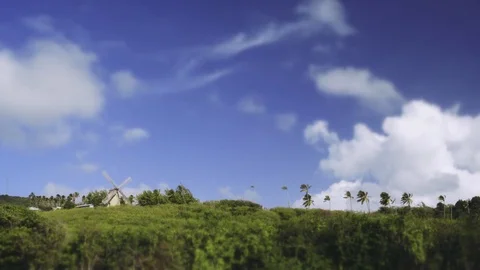 Old sugar windmill Morgan Lewis, Barbados Stock Footage 72723507