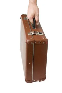 Old suitcase in hand Foto stock