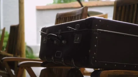 An old suitcase. wedding decoration. old items Stock Footage 279879562
