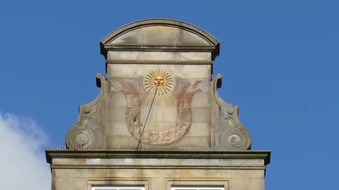 Old sundial at Gable on Market Square , Bremen, Germnany, Europe Stock Footage 117424155