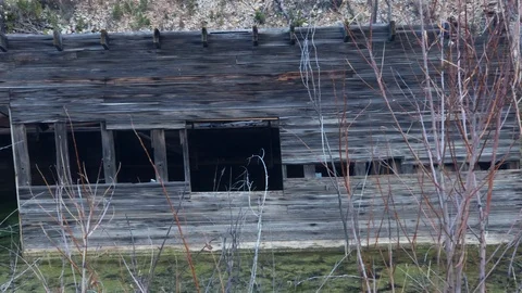 Old sunken shack Stock Footage 97956365
