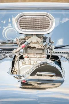 Old supercharged vehicle engine Stock Photos