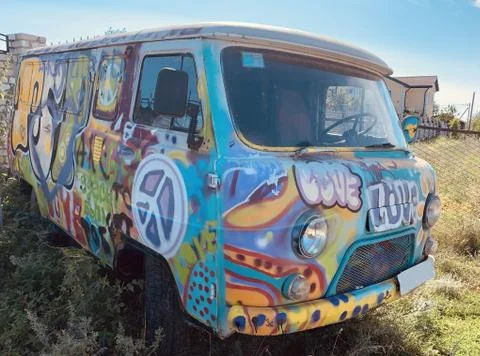 Old surf van Stock Photos