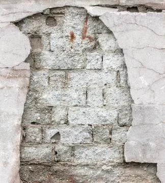 Old surface of concrete and bricks. Stock Photos
