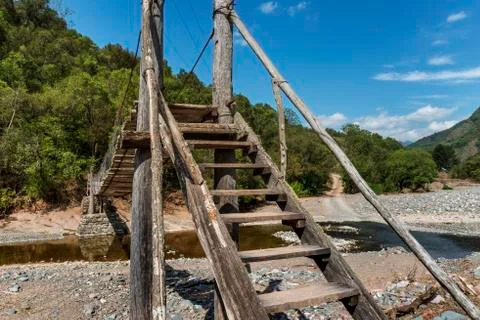 Old suspension bridge Foto stock