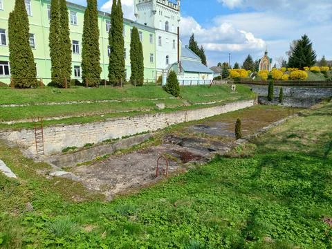 Old Swimming Pool inside Former Castle Moat, Ukraine Stock Photos