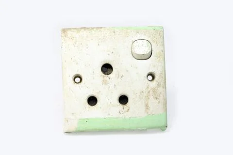 Old switch, Old wall power switch dirty switch board and box. Stock-Fotos