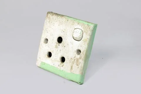 Old switch, Old wall power switch dirty switch board and box. 스톡 사진