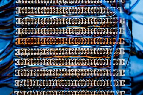 Old switch panel of a very old manual telephone Stock Photos