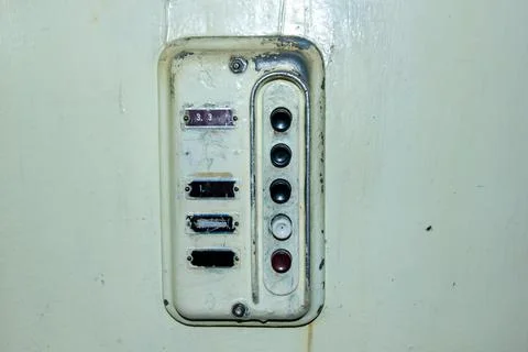 Old switch, retro buttons on the wall Photos