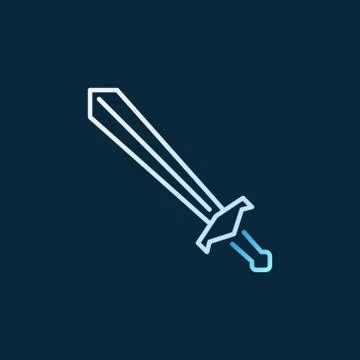 Old Sword vector colorful linear icon on dark background Stock Illustration