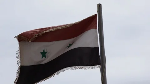 Old Syrian flag waving in the wind. Stock Footage 90868694