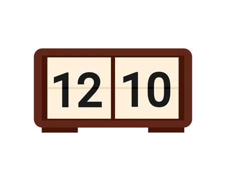 Old table clock with square scoreboard for numbers of time Stock Illustration