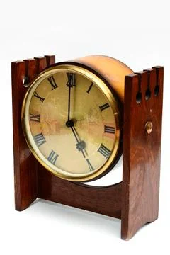 Old table clock on a white background Stock Photos