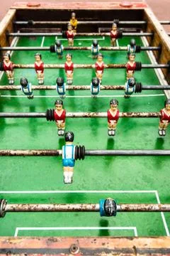 Old table soccer game Stock Photos