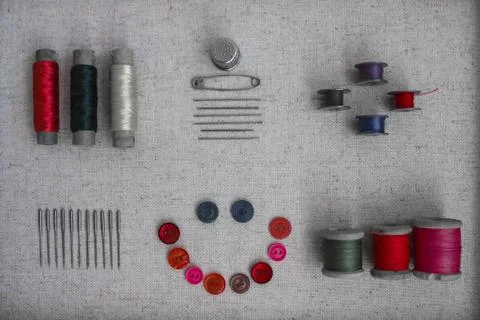 Old tailoring accessories. Stock Photos