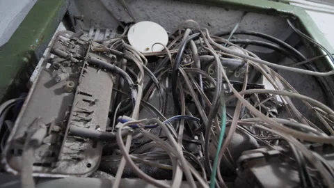 Old Tangled Electrical Cables Wires Stock Footage 271627829