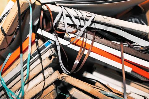 Old tape boxes Stock Photos