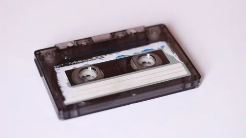 Old tape cassette on white surface 動画素材 87971464