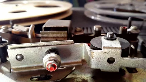 Old tape recorder in action Stock Footage 89713153