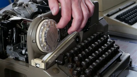 Old tape telex. Sending text messages at the beginning of 1930. Stock Footage 91382659