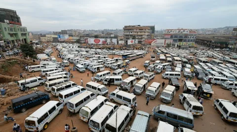 Old taxi park in the Kampala, Uganda. Stock Footage 59795106