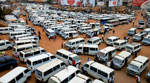 Old taxi park in the Kampala, Uganda. Видео 59795111