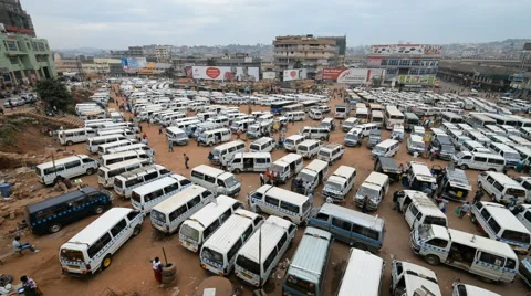 Old taxi park in the Kampala, Uganda. Stock Footage 59795299