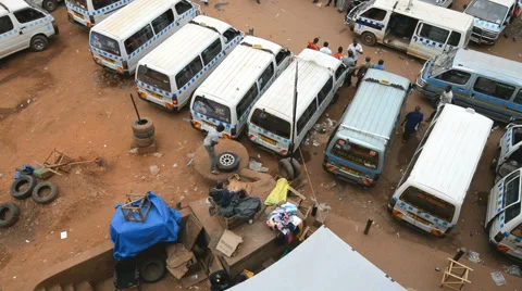 Old taxi park in the Kampala, Uganda. Stock Footage 59795906
