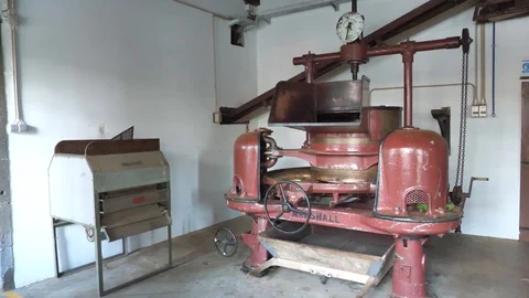 Old Tea Leaf Roller Processing Machine at Cha Gorreana Tea Plantation Stock Footage 90518943